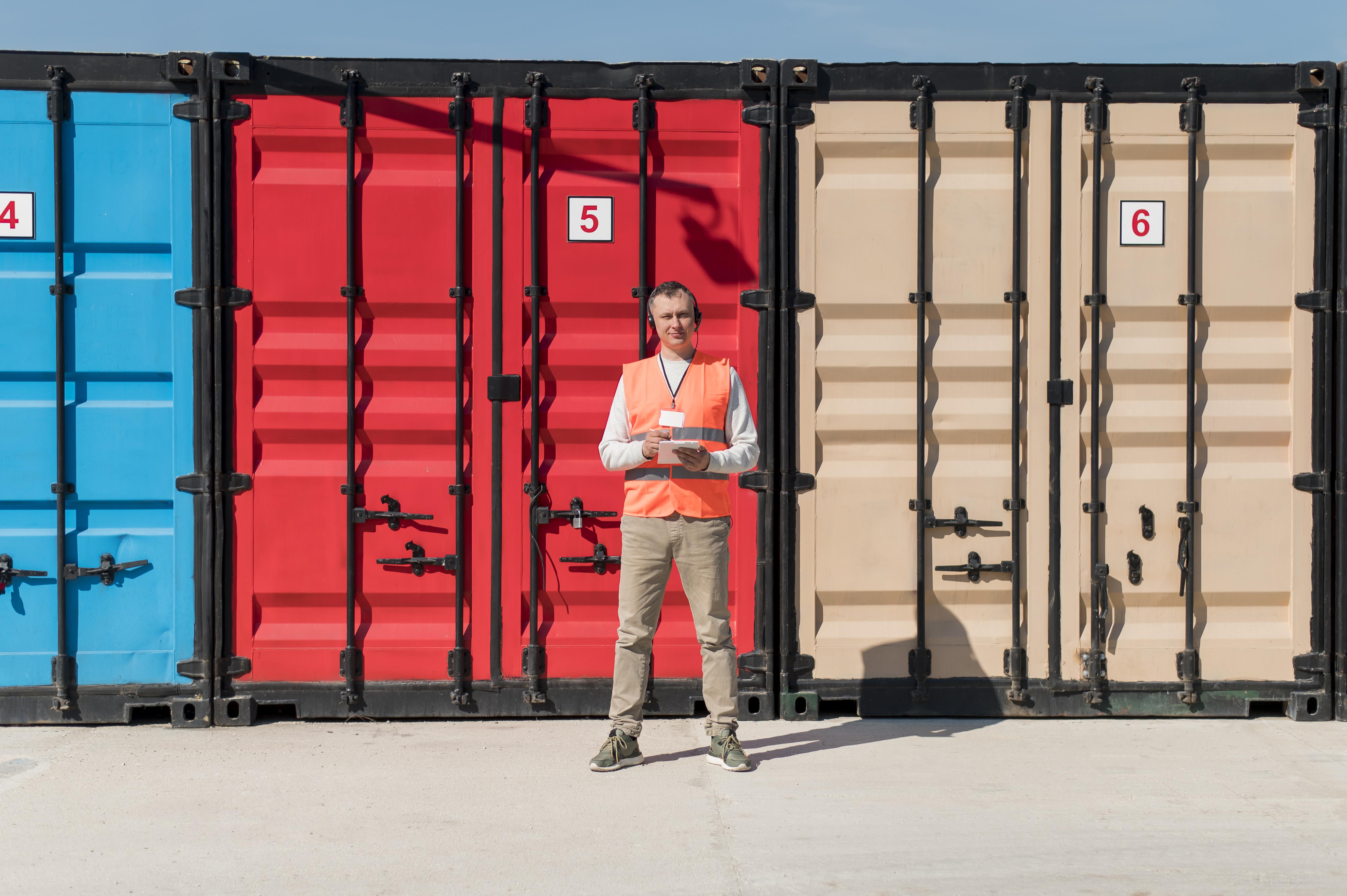 Inspector reviewing a shipping container inspection